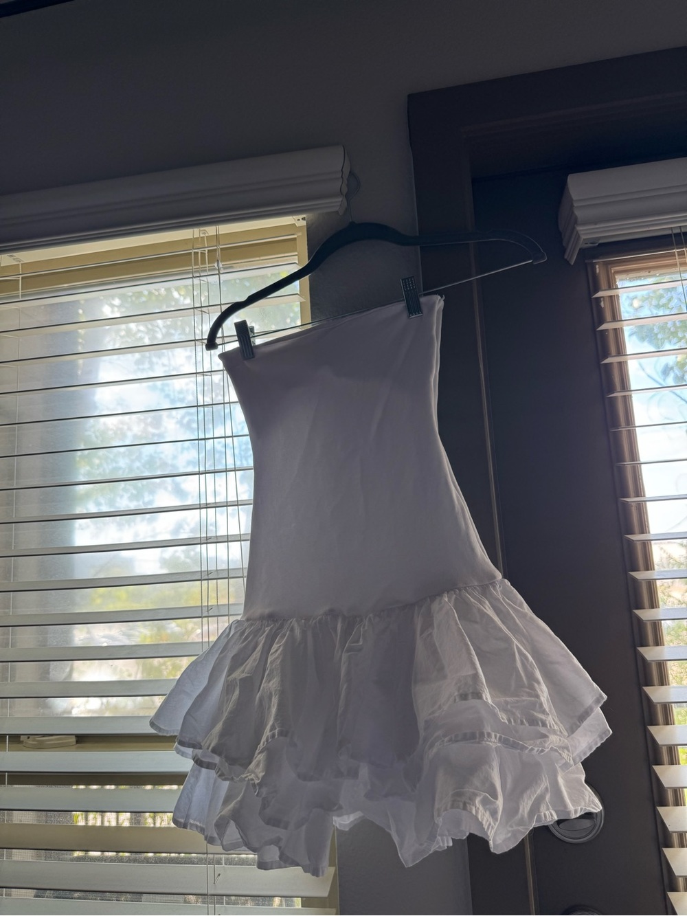 White Ruffled Strapless Dress